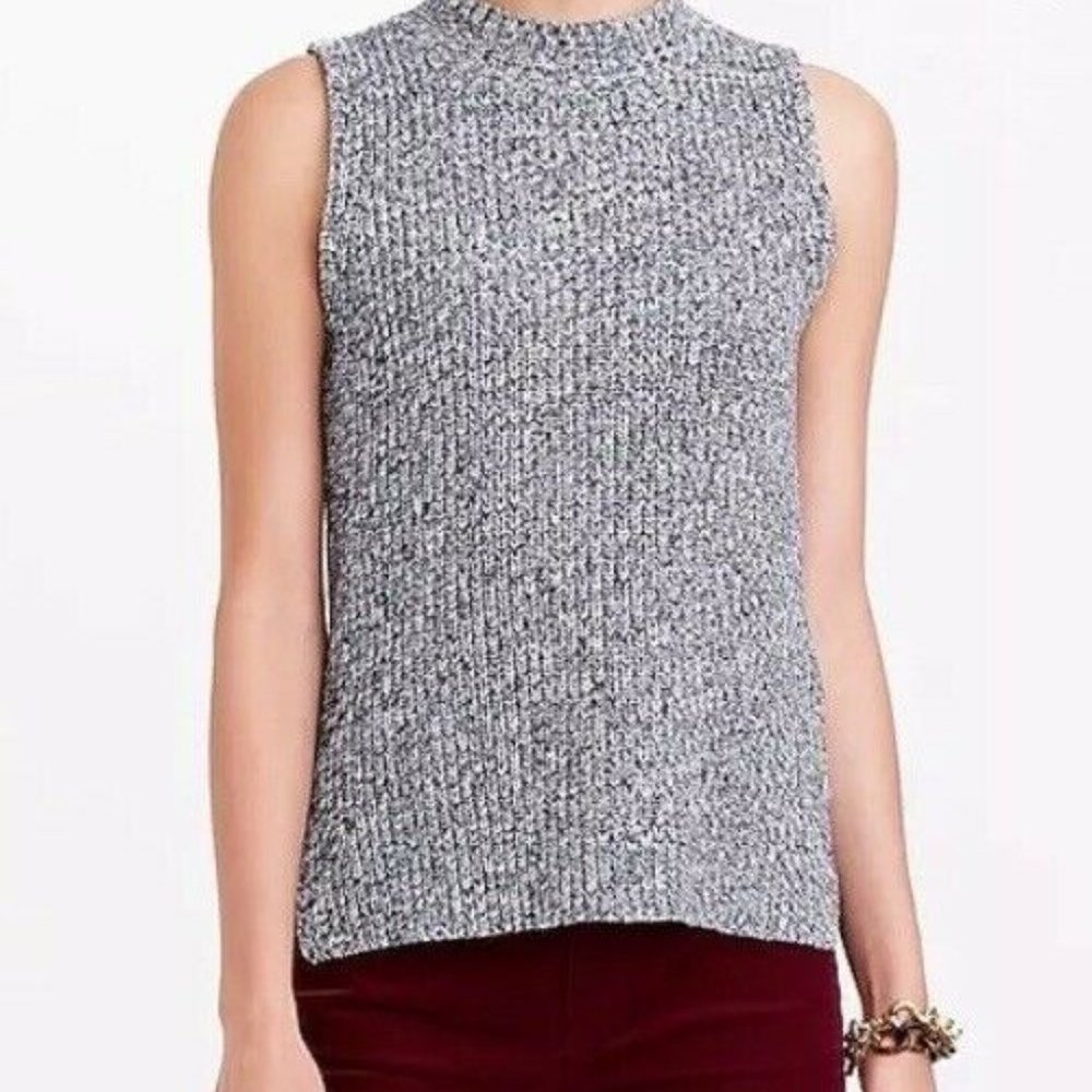 J. Crew Gray Marled Mockneck Sleeveless Sw